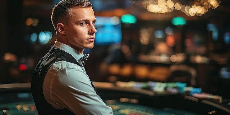 Live dealer dealing cards in Lightning Baccarat at nextogel link